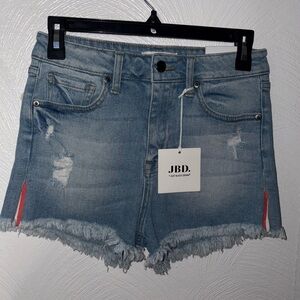 JBD High-Rise Denim Shorts w/Side Seam Slit Contrast Size S NWT